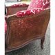 Shepherdess of style Louis XV with caned armrests fabric damask Red