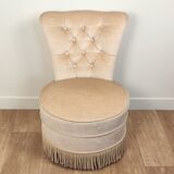 Beige velvet toad armchair