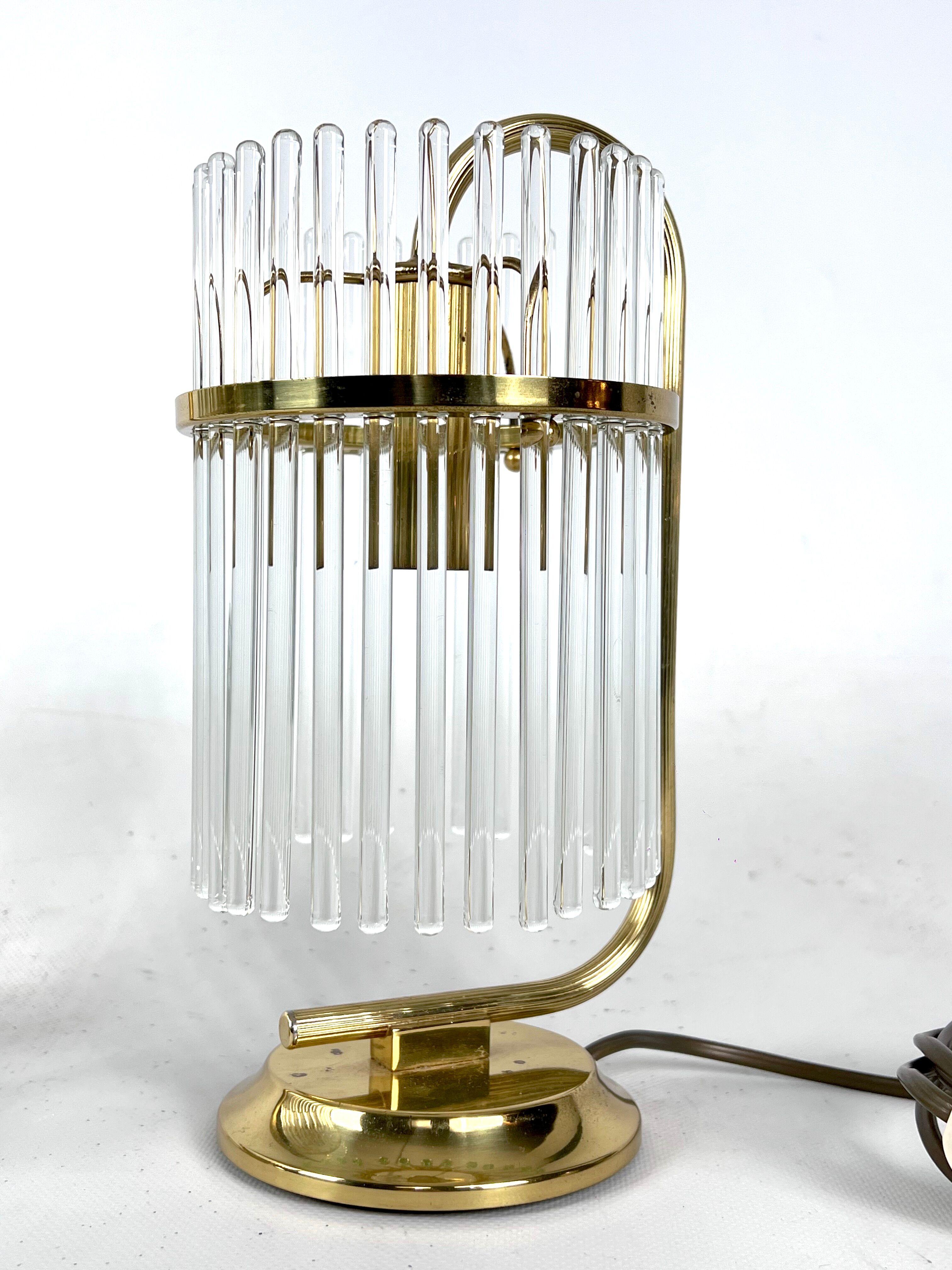 Vintage Italian pair of Signed brass table lamps by Sciolari. Italy 1970s