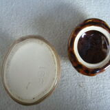 Signed ceramic mustard pot in the shape of a cep