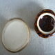Signed ceramic mustard pot in the shape of a cep