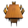 Table en bois marqueté + 6 chaises velour et bois