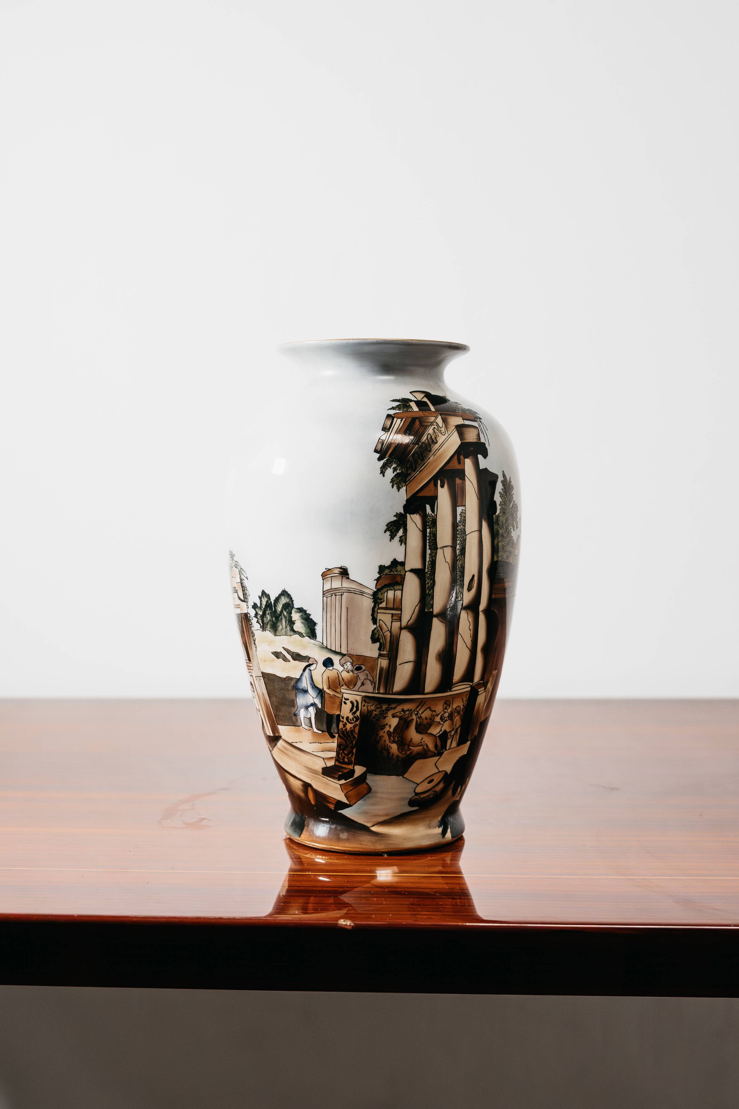 Vaso Ceramica Decoro Vecchia Faenza Rarissimo Anni ‘60 Design Art