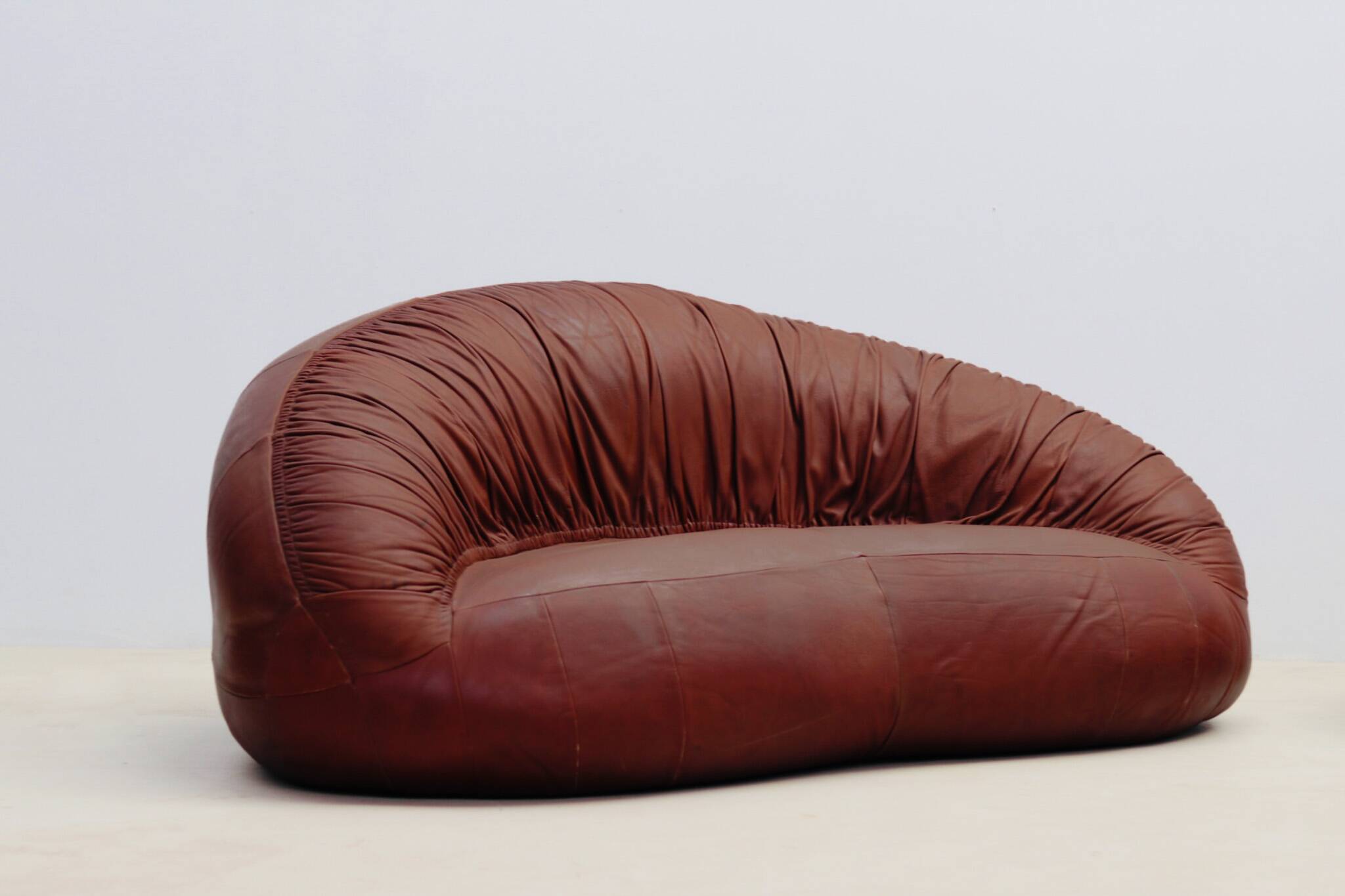 Canapé et fauteuil en cuir Pangolin par Egg Designs