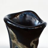 Erwin Eisch Hutte Vase Vintage Black Iridescent Blue-violet 35cm