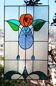 Vitrail décoratif Fleur stylisée – Verre coloré artisanal 40 × 70 cm