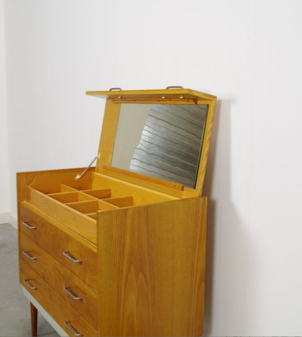 Vintage jewelry cabinet with mirror