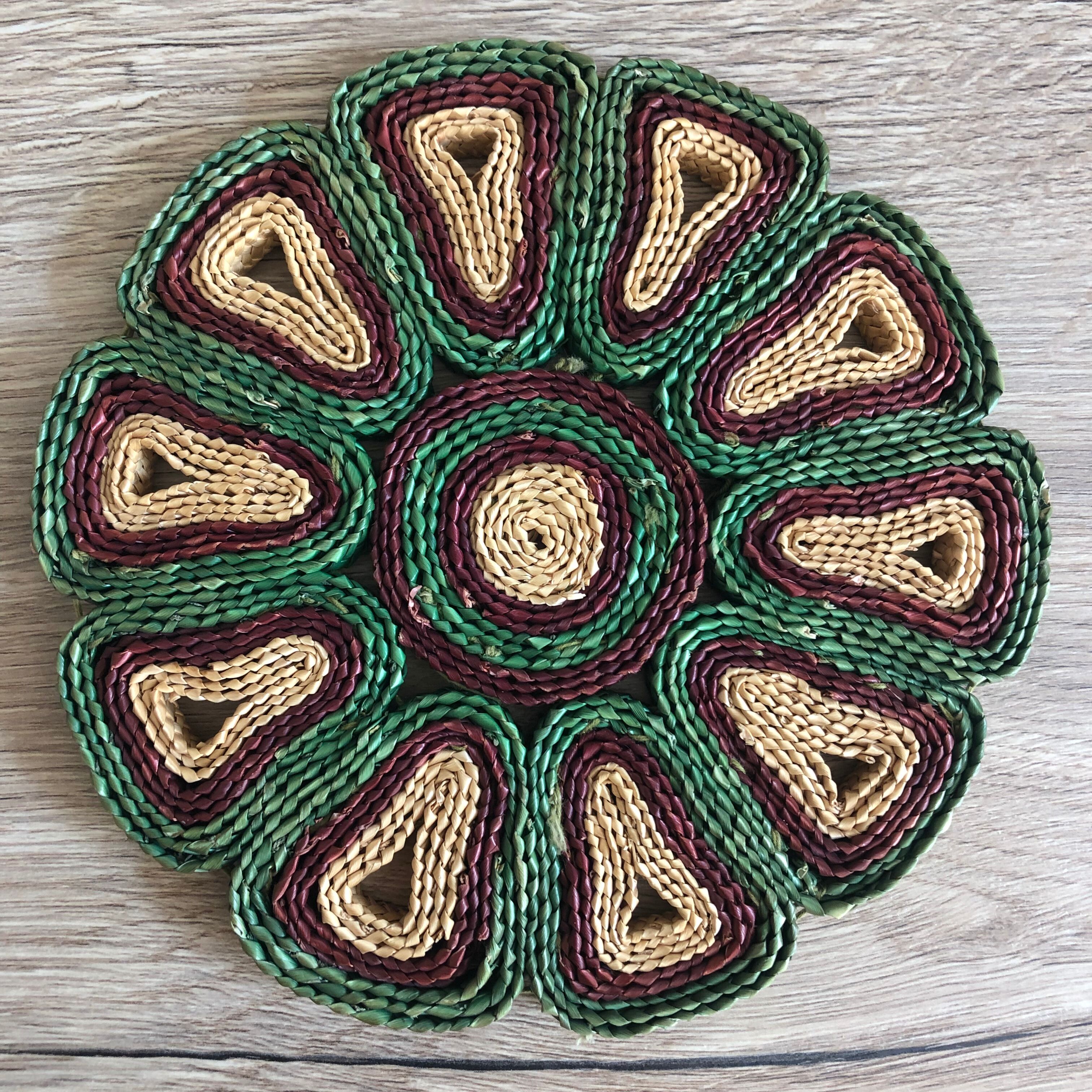 Vintage braided straw underside