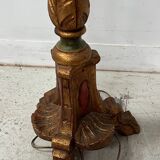 Polychrome carved wooden floor lamp, 20th century.