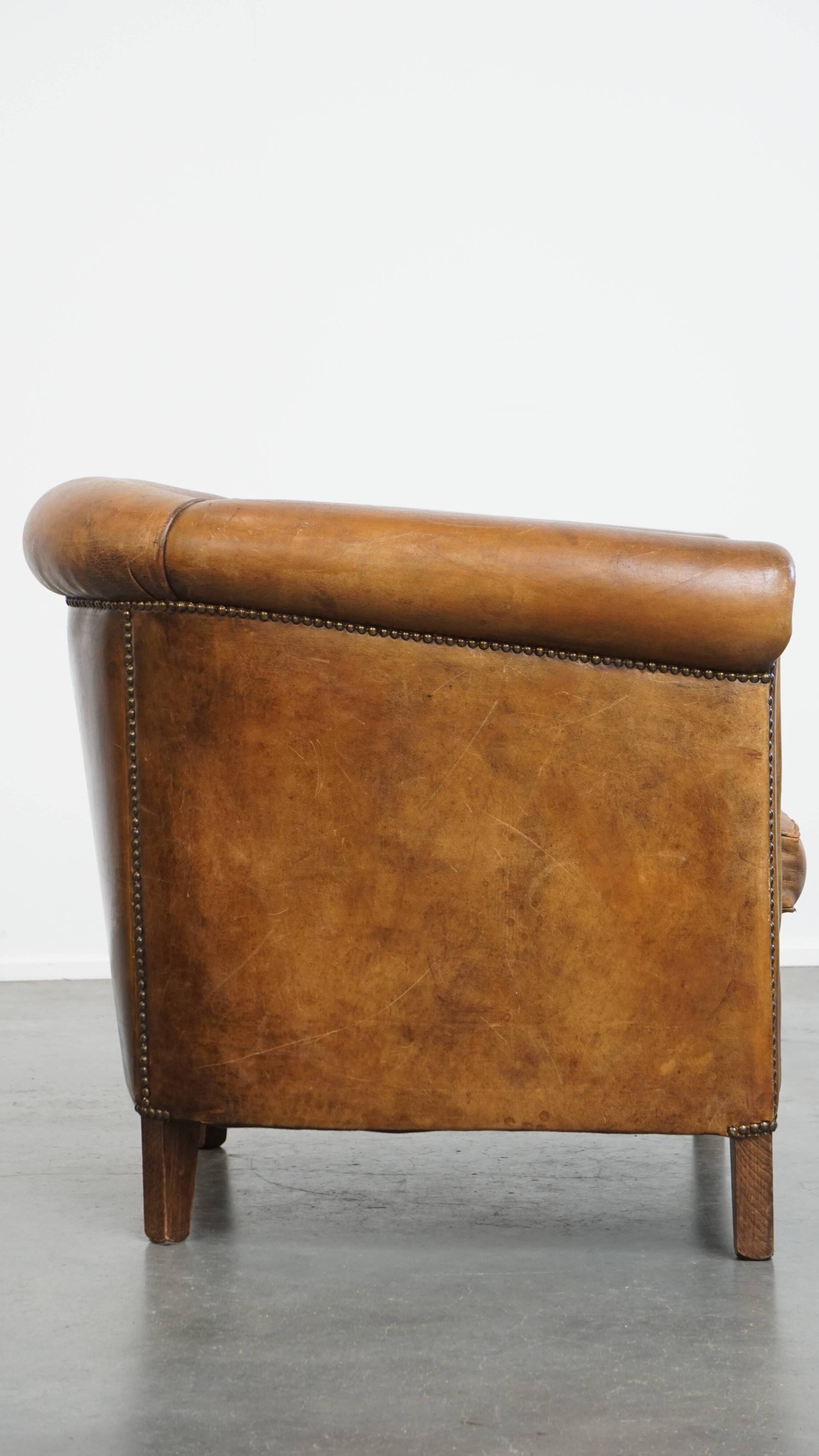 Vintage Sheepskin Leather Club Chair