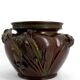Exceptional planter / cache-pot in patinated Japanese bronze circa 1880.