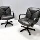 Postmodern Black Leather Office Chair by Vico Magistretti for ICF Design, 1978