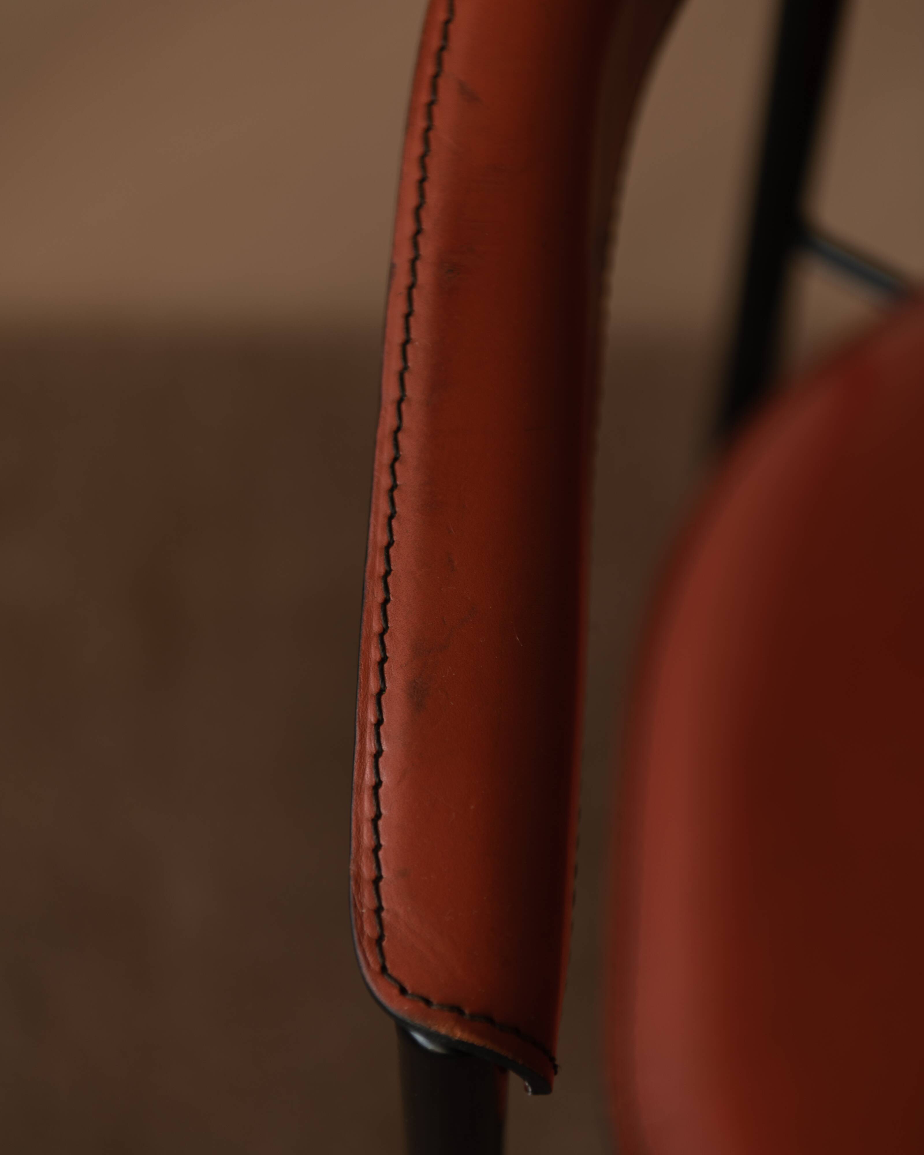 Vintage leather dining chair Arrben Italy, 1980s