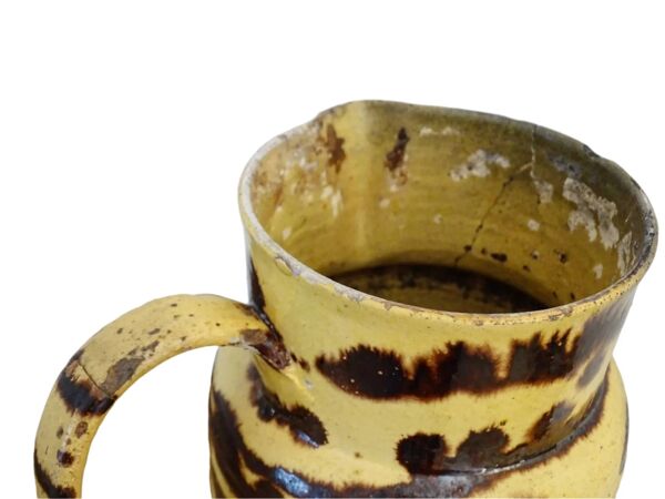 Grand pichet ancien en faïence française avec couvercle, provenant de Dieulefit