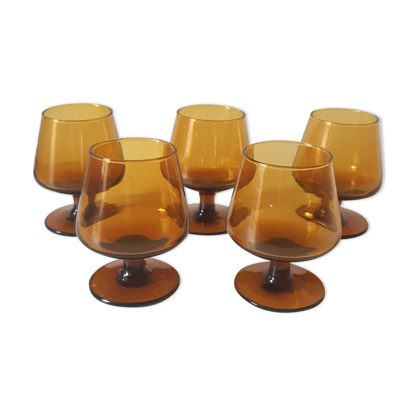 Set of 5 vintage amber liquor glasses