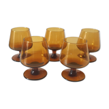 Set of 5 vintage amber liquor glasses