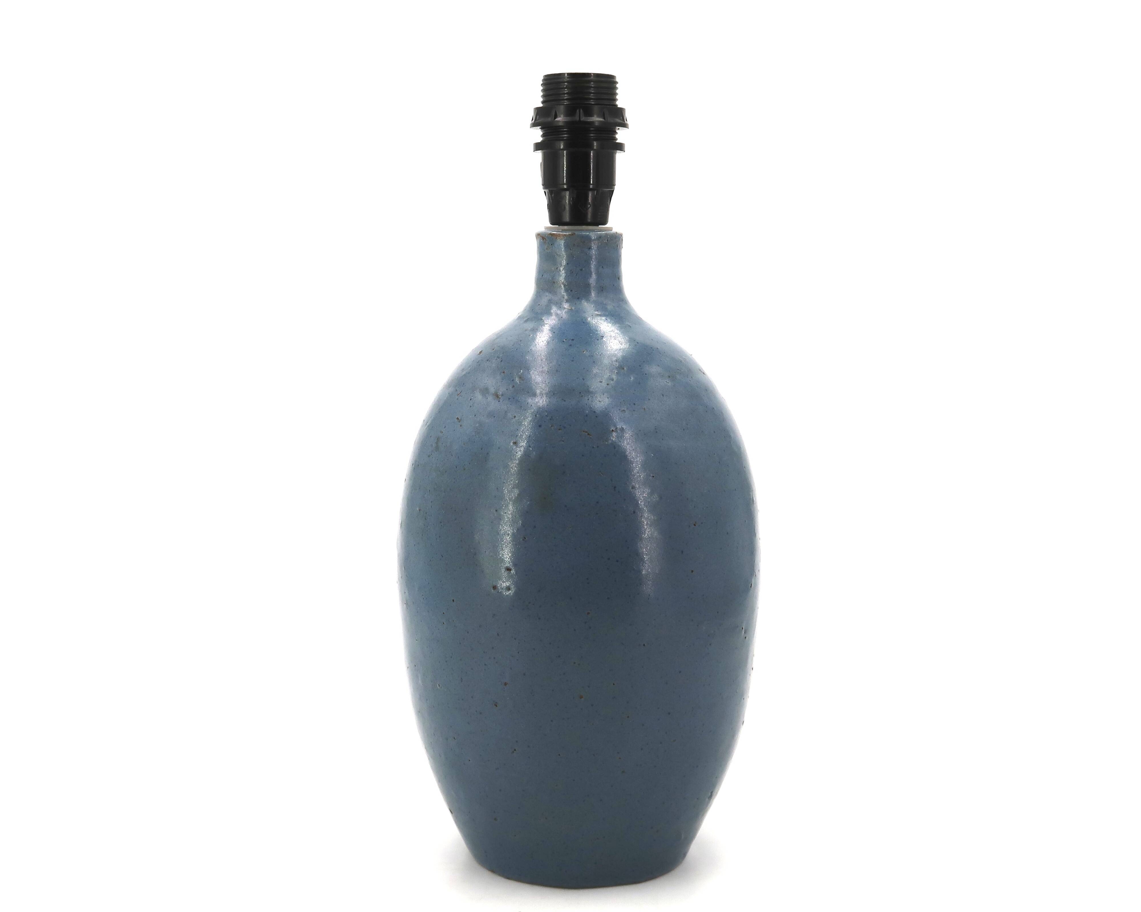 Potter's lamp in blue glazed ceramic, 1970s