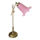 Grande lampe vintage en laiton et tulipe en opaline rose