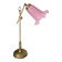 Grande lampe vintage en laiton et tulipe en opaline rose