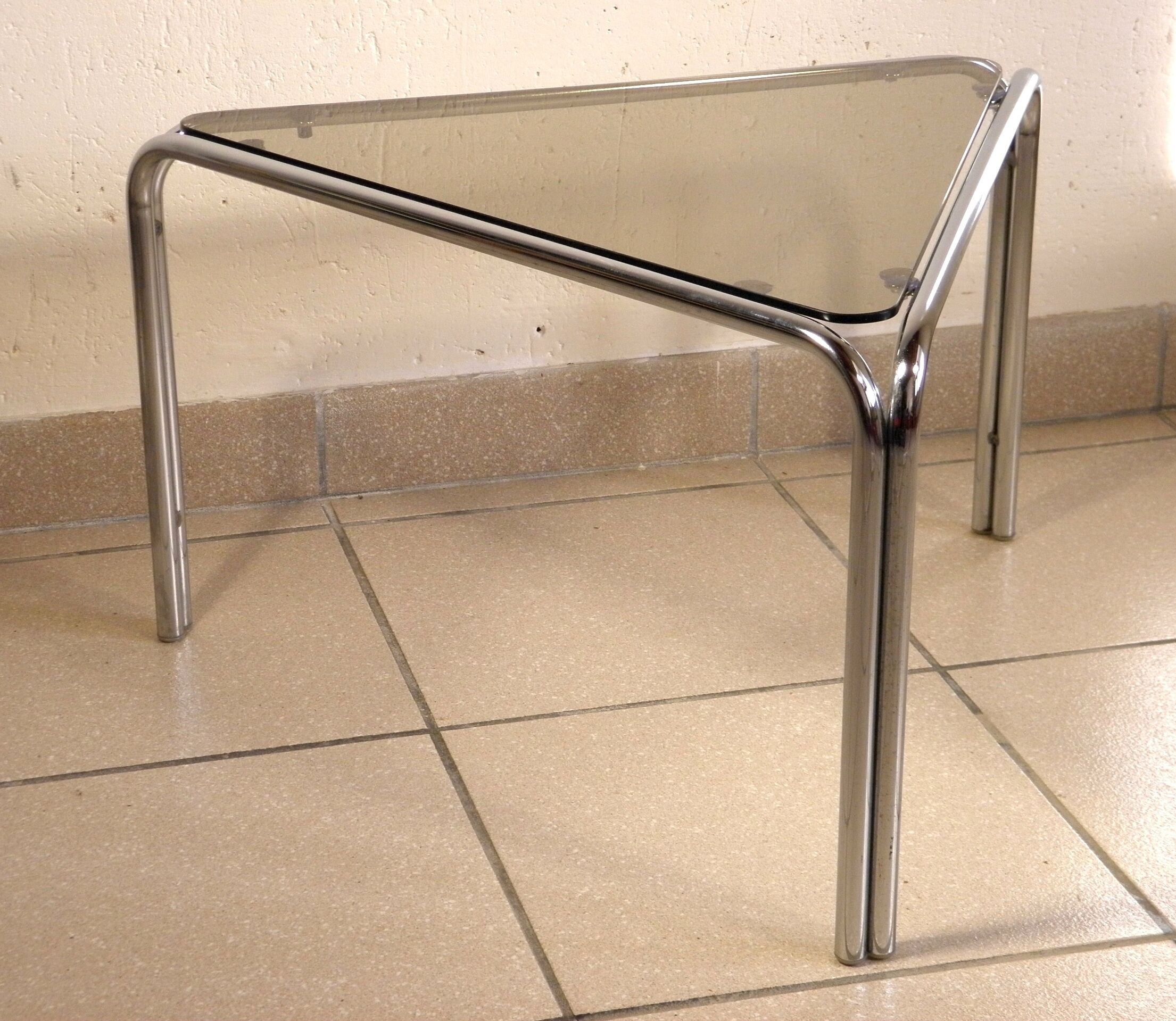 Coffee table chrome and glass 1970