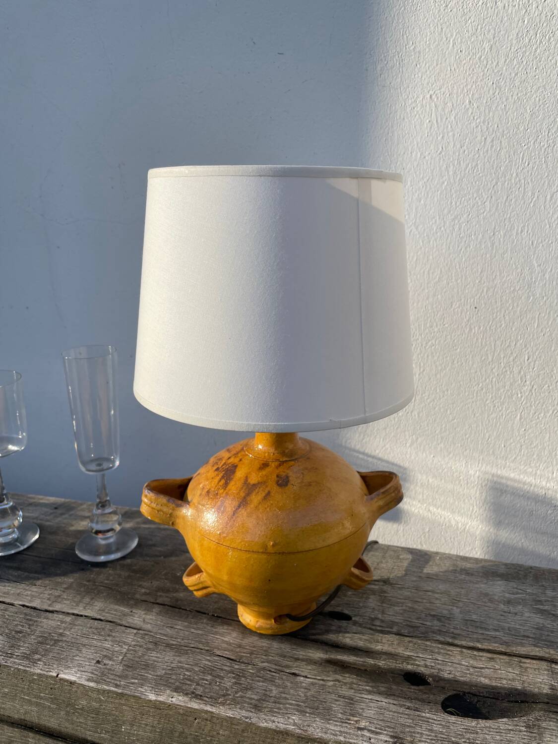 Lampe en céramique jaune Vallauris