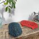 Duo of oval red and green cast iron trivets 60s 70s