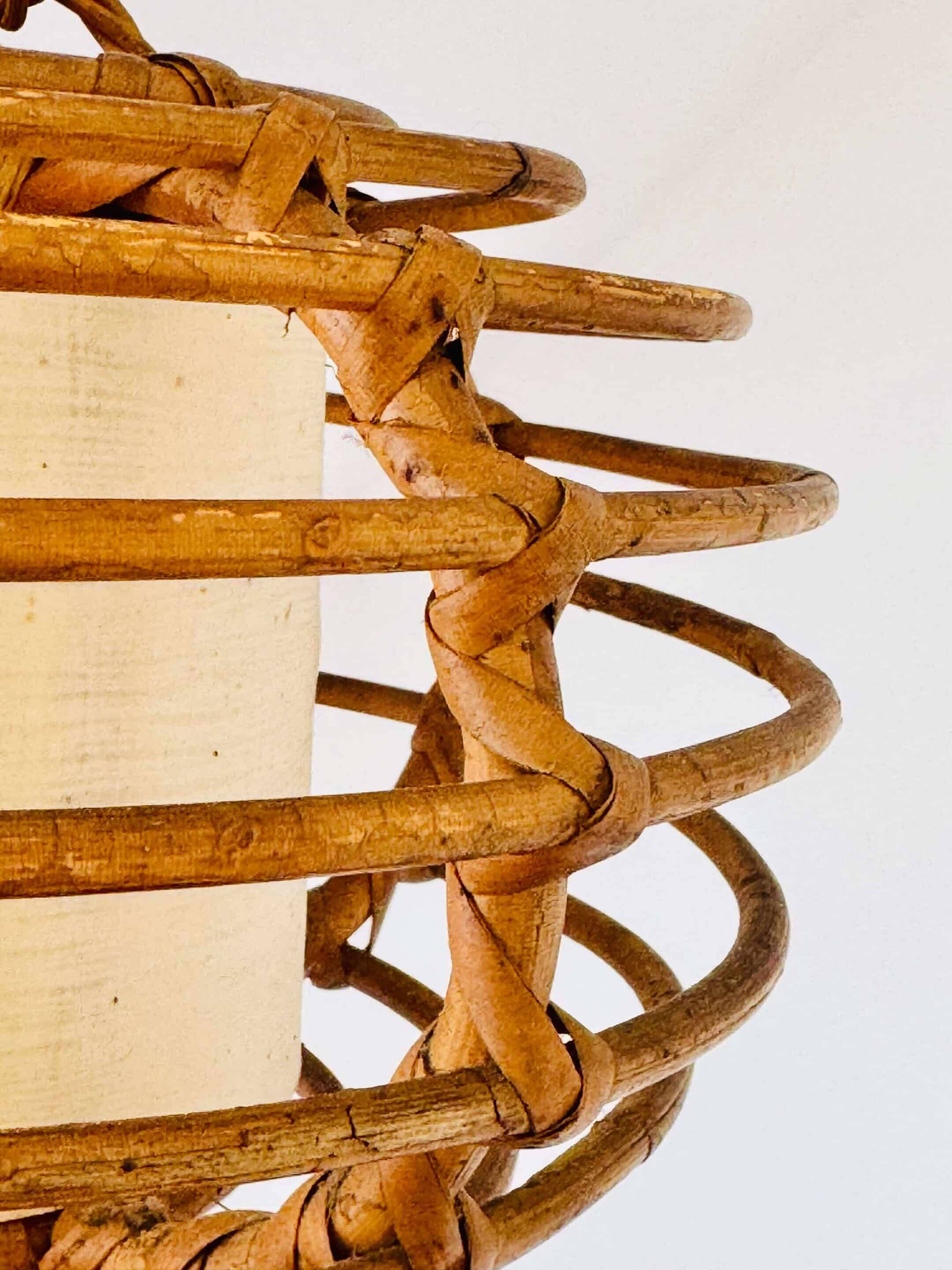 Vintage rattan suspension cage, 1950s