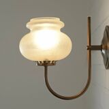 Vintage wall lamps / set of 3 / copper and ice glass rustic sconces