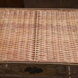 Side table welded metal and wicker