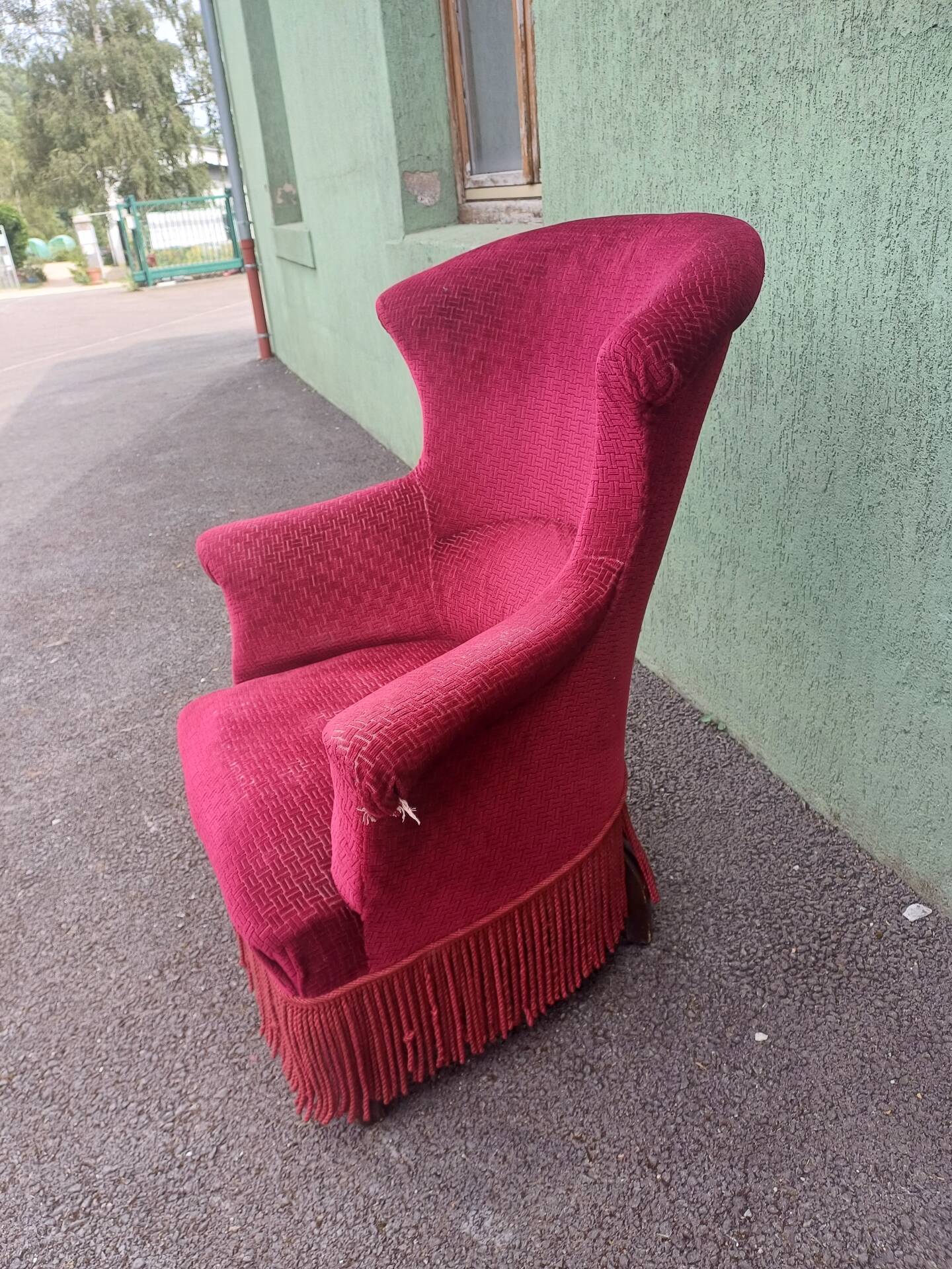 Red velvet armchair