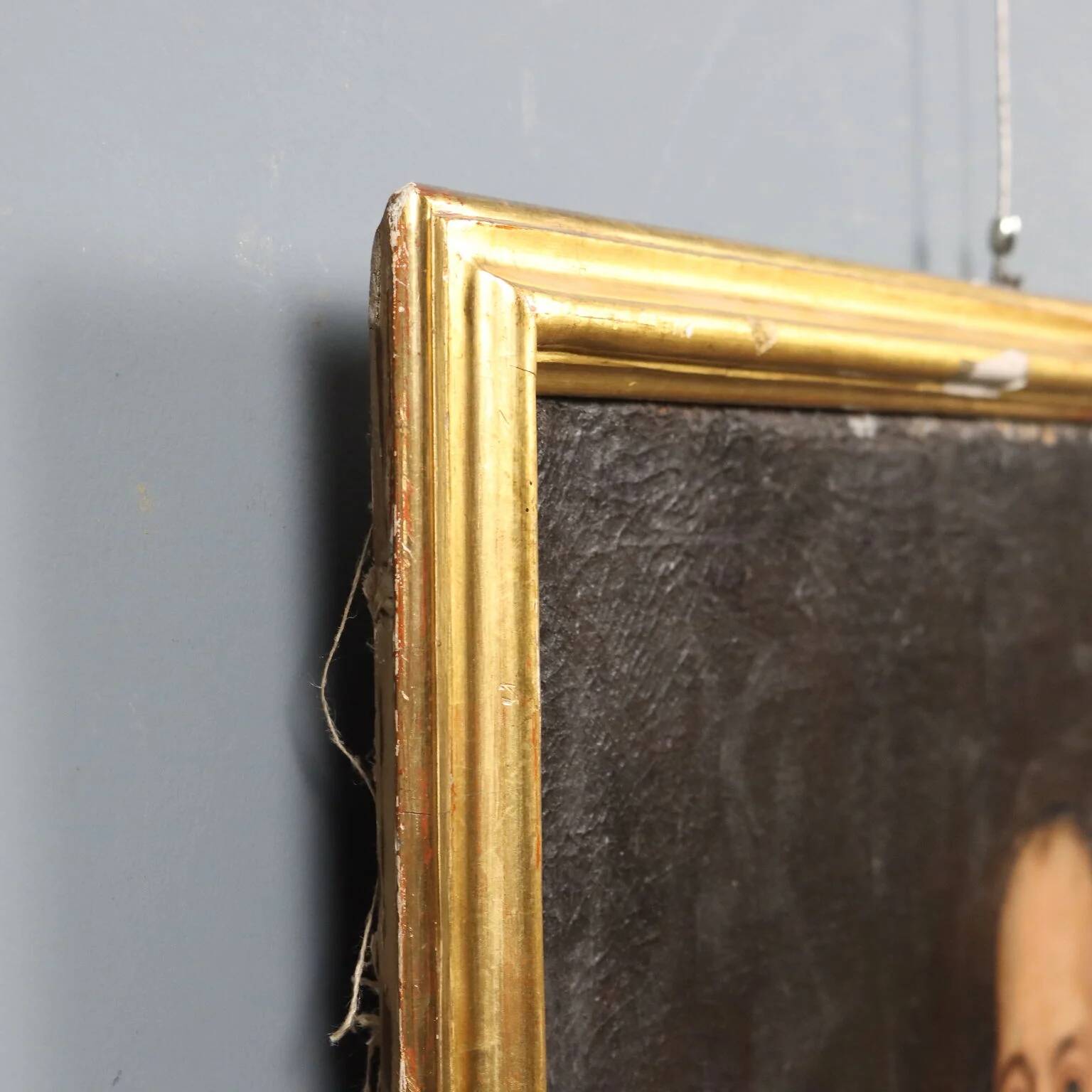 Ancient painting, portrait of a clergyman, oil on canvas, 18th century.