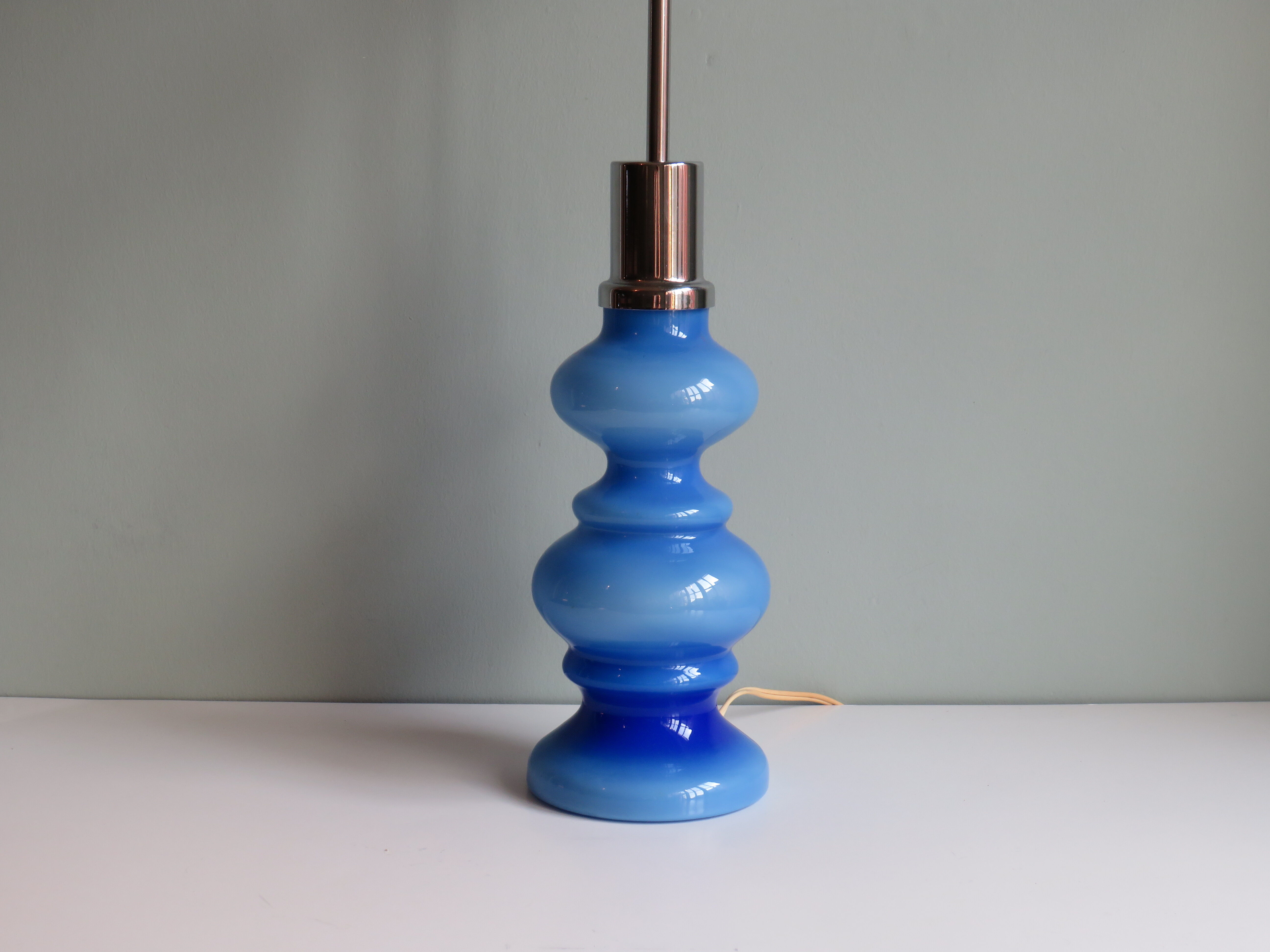 Lamp foot, blue opaline glass, Italy 1970