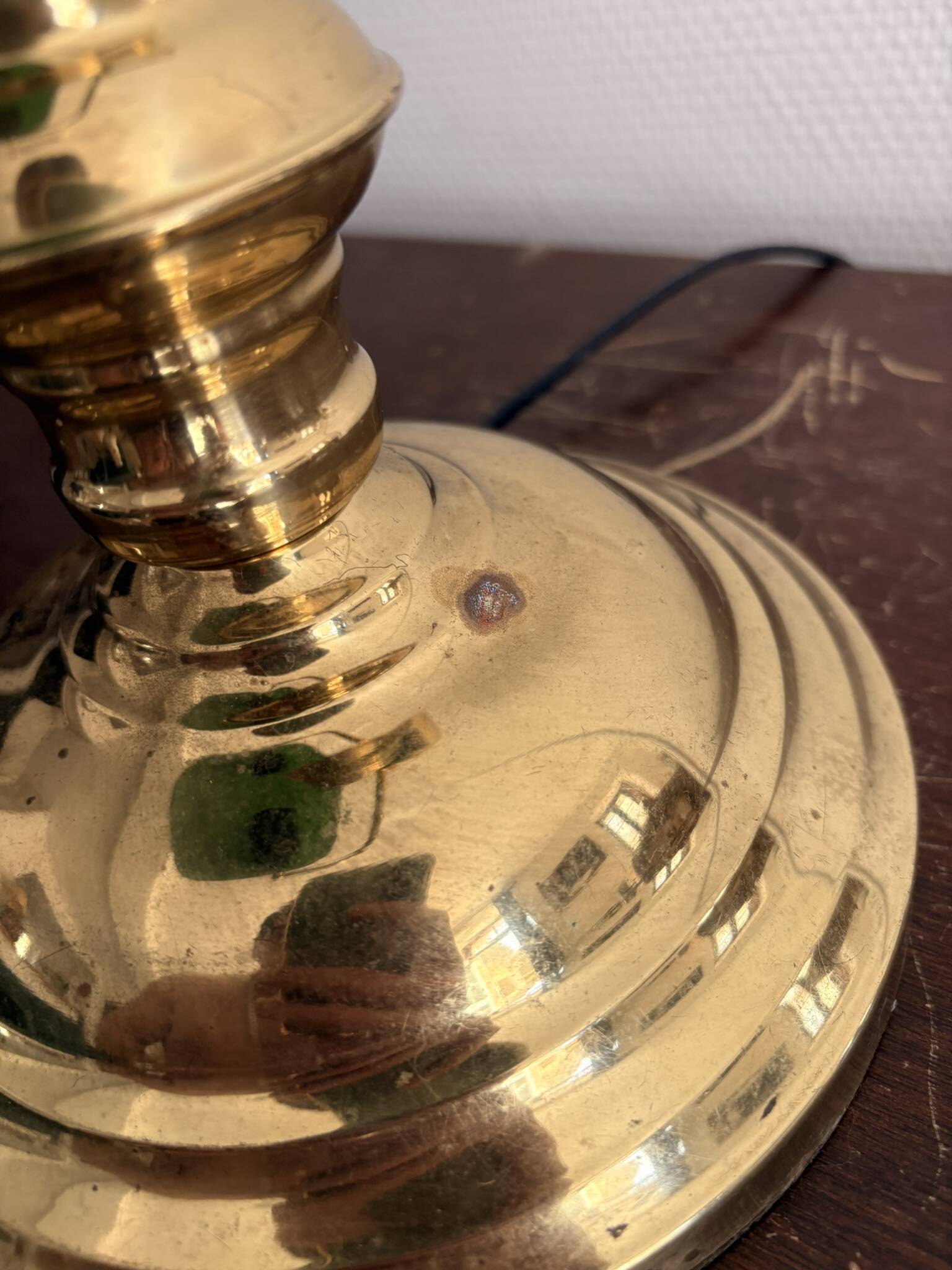Ancien Lampe Notaire Banquier Bureau Opaline Vert Laiton Doré