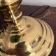 Ancien Lampe Notaire Banquier Bureau Opaline Vert Laiton Doré