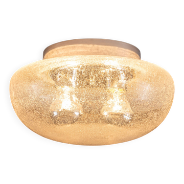 Lampe de plafond en verre bullé et chrome