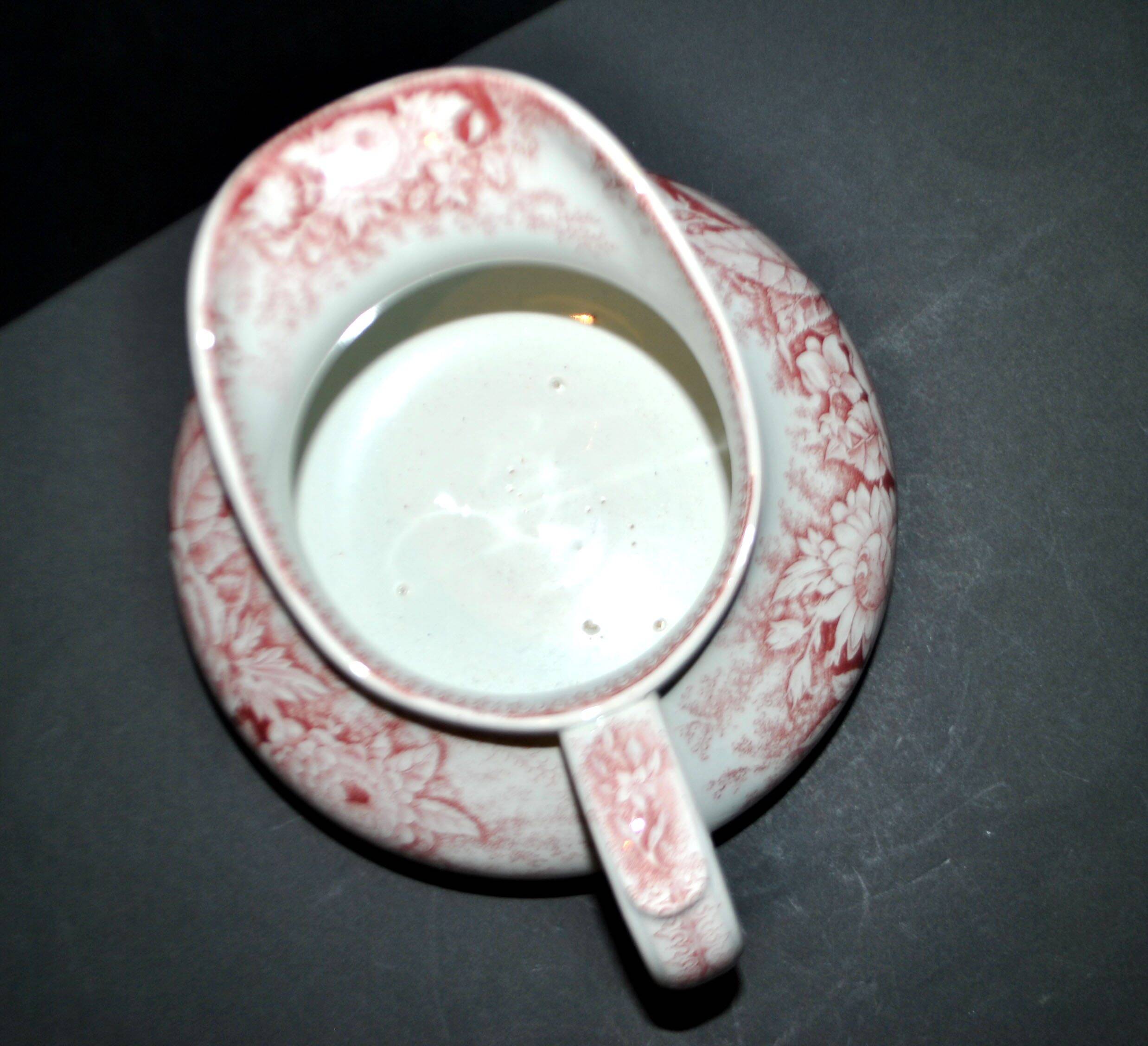 Pexonne earthenware vase/jug with a red floral rustic design