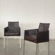 Pair of Karl-Friedrich Förster Leather and Rattan Chairs Germany 1990s