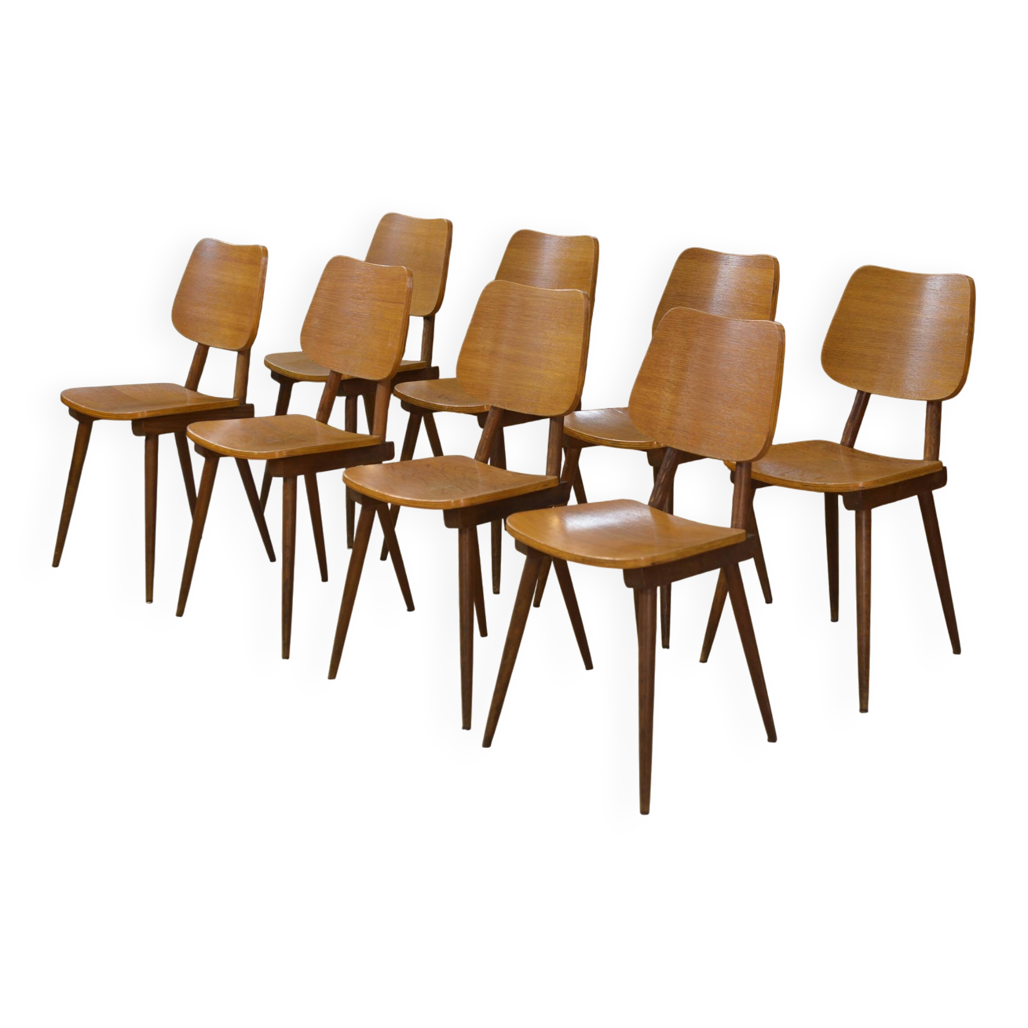 Set of 8 oak chairs from the 1960s.