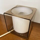 Cube table lamp in smoked plexiglass 70s