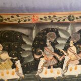 Tableau à la gouache sur tissu indien