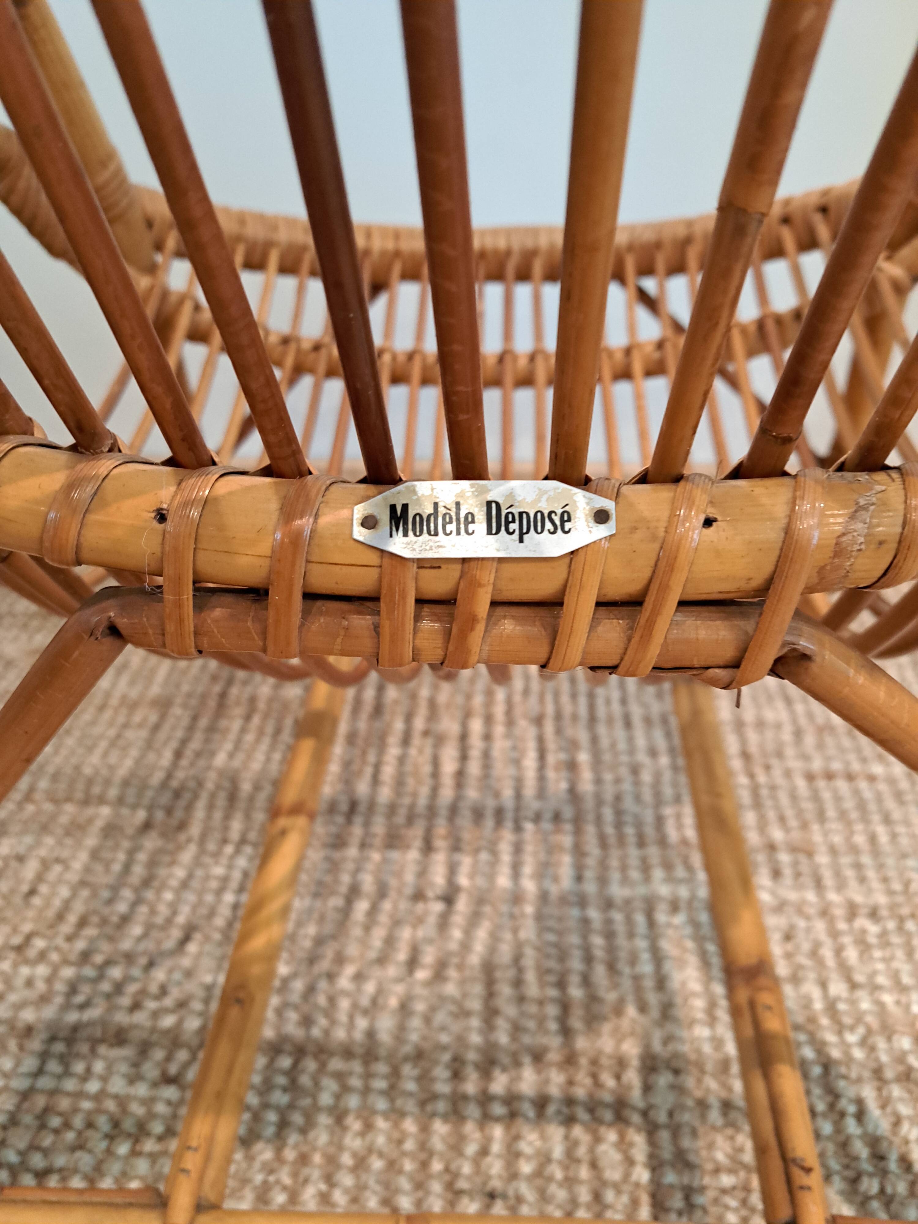Vintage rattan & bamboo armchair from the 60s