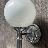 Vintage wall lamp in opaline and chrome metal