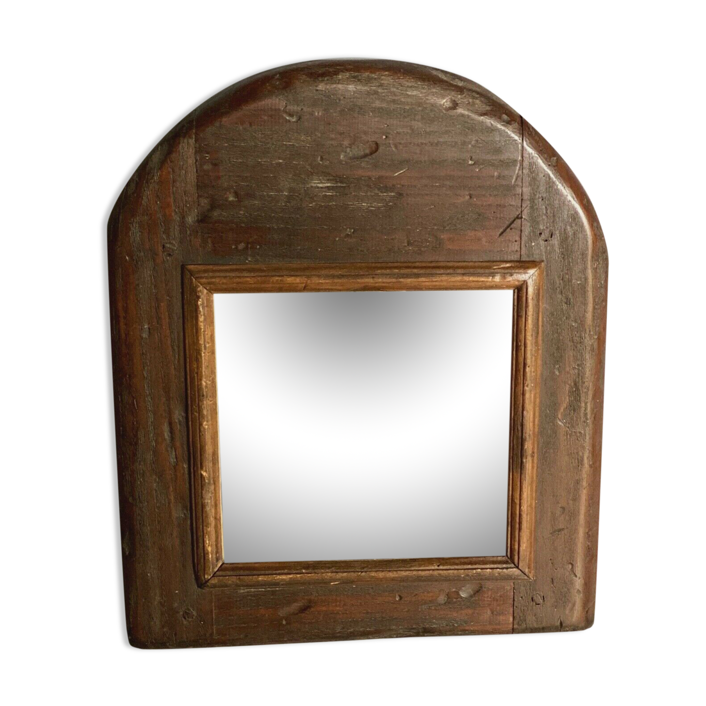 Brutalist mirror 1970 chene wood 33x44cm