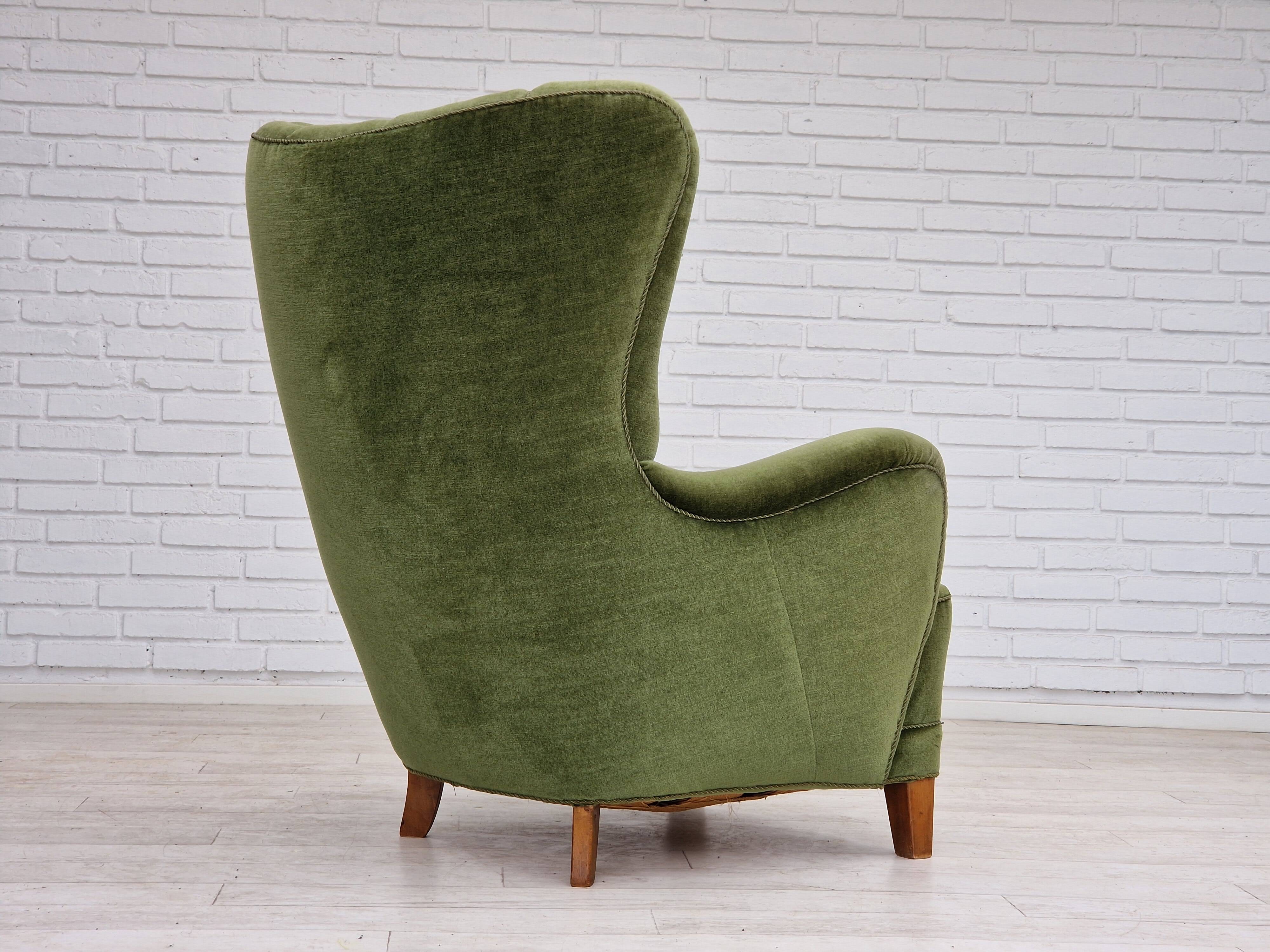 1960s, danish design, velour relax chair with footstool, original condition.