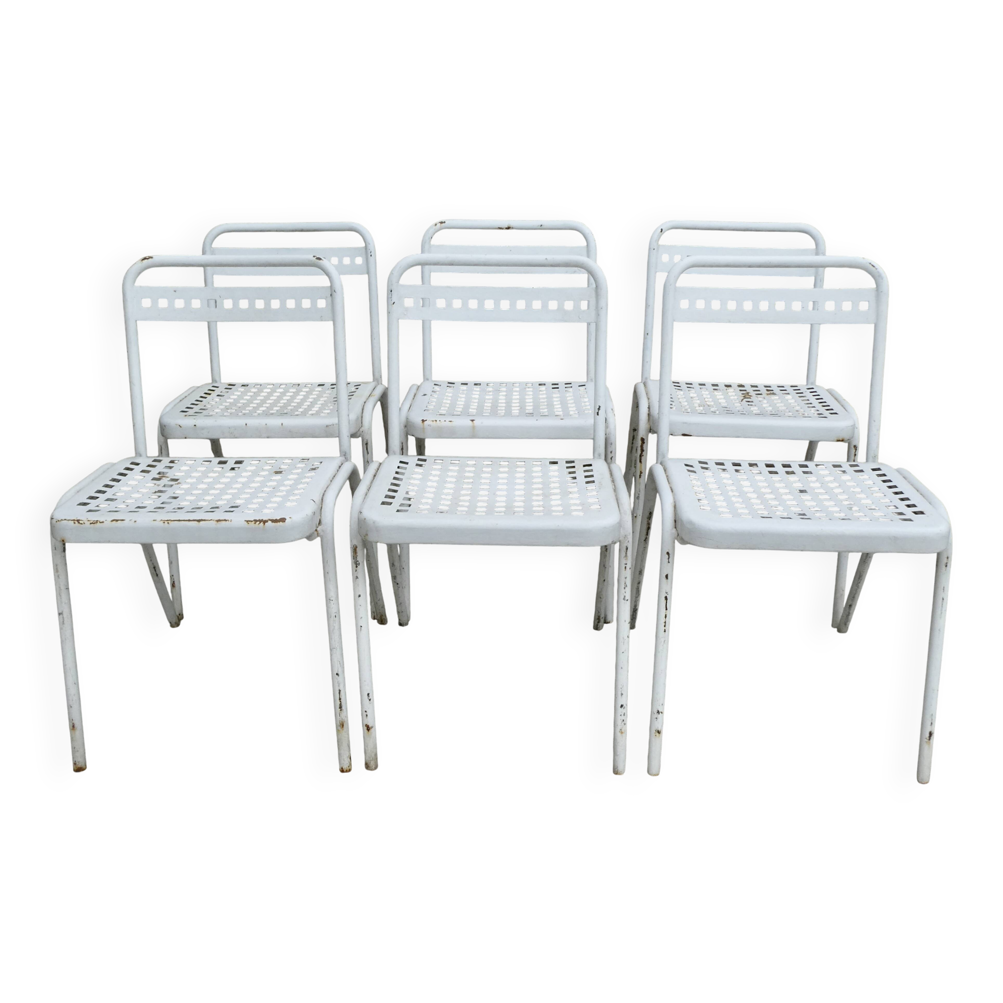 6 metal chairs Souvignet France, circa 1960