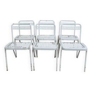 6 chaises en métal Souvignet France,