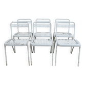 6 chaises en métal Souvignet France, vers 1960