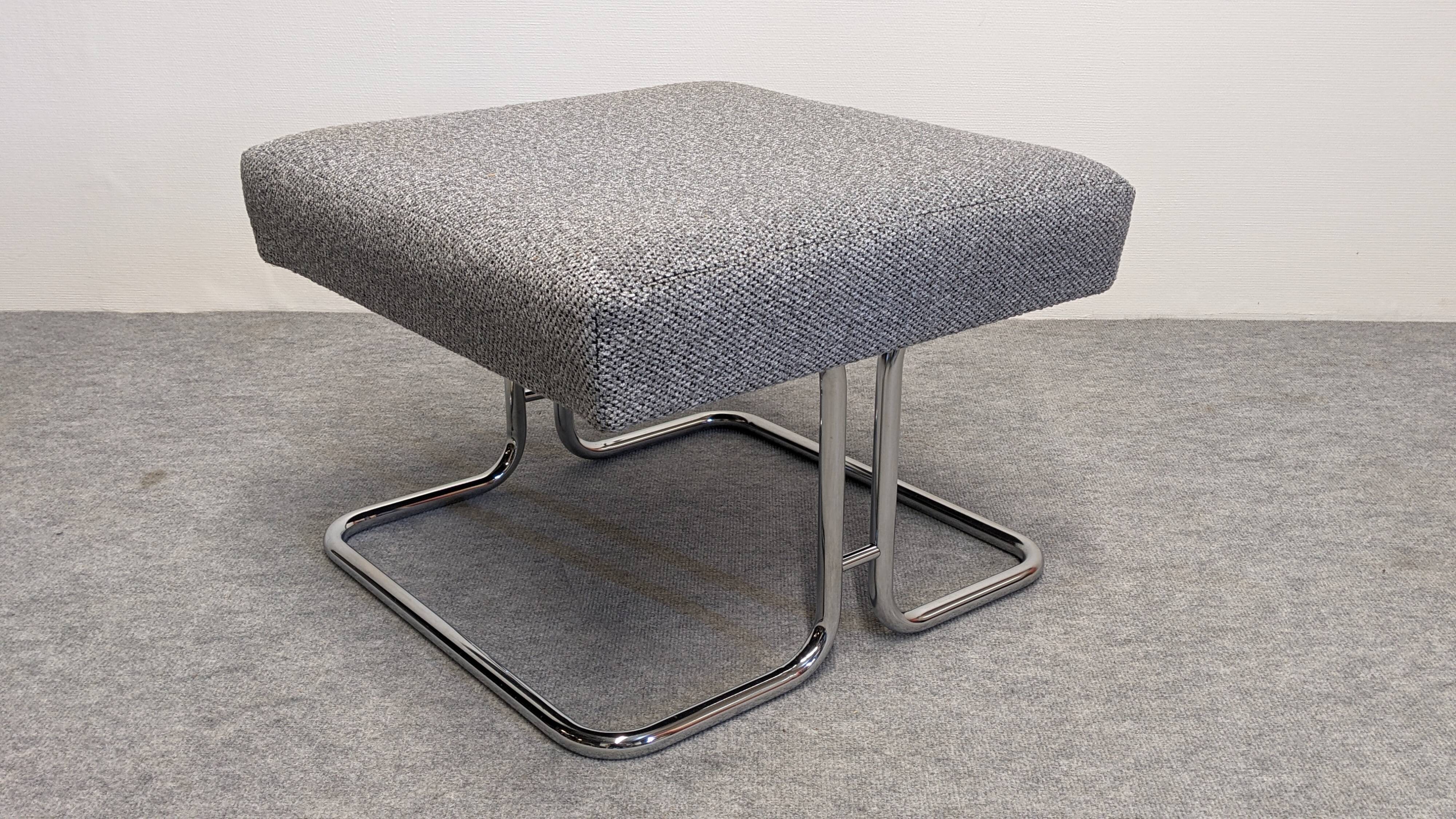 Pair of low stools or tubular ottomans Space Age, France circa 1970.