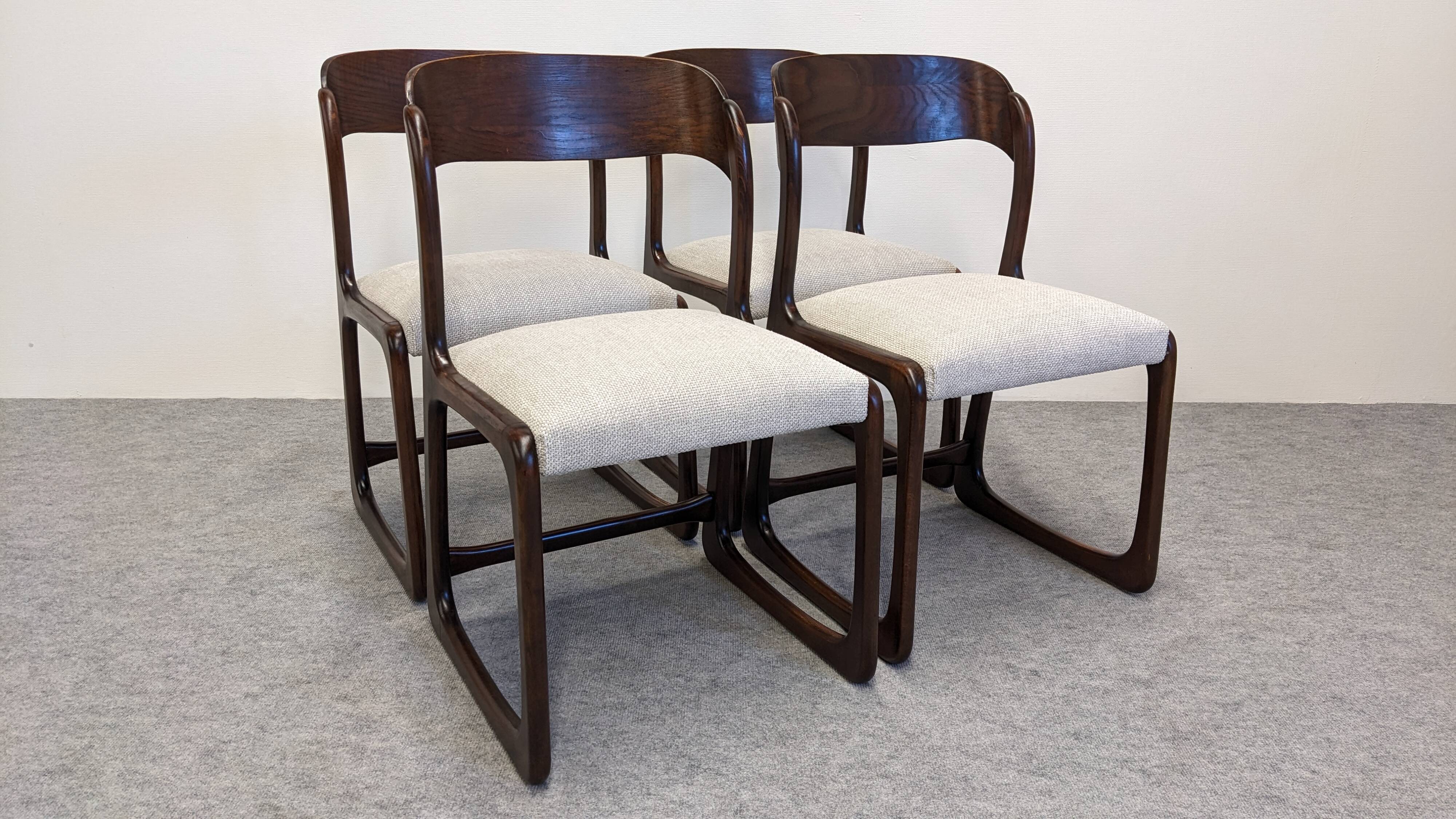 Set of 4 Baumann sled chairs, France circa 1970.