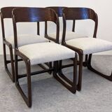 Set of 4 Baumann sled chairs, France circa 1970.